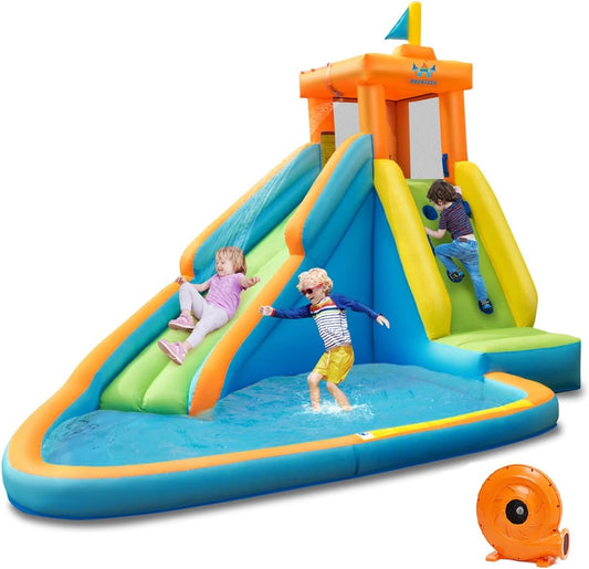 BOUNTECH Inflatable Water Slide for Kids, Giant Waterslide Park for Backyard Outdoor Fun w/Splash Pool, Climbing Wall, Blow up Water Slides Inflatables for Kids and Adults Party Gifts Presents