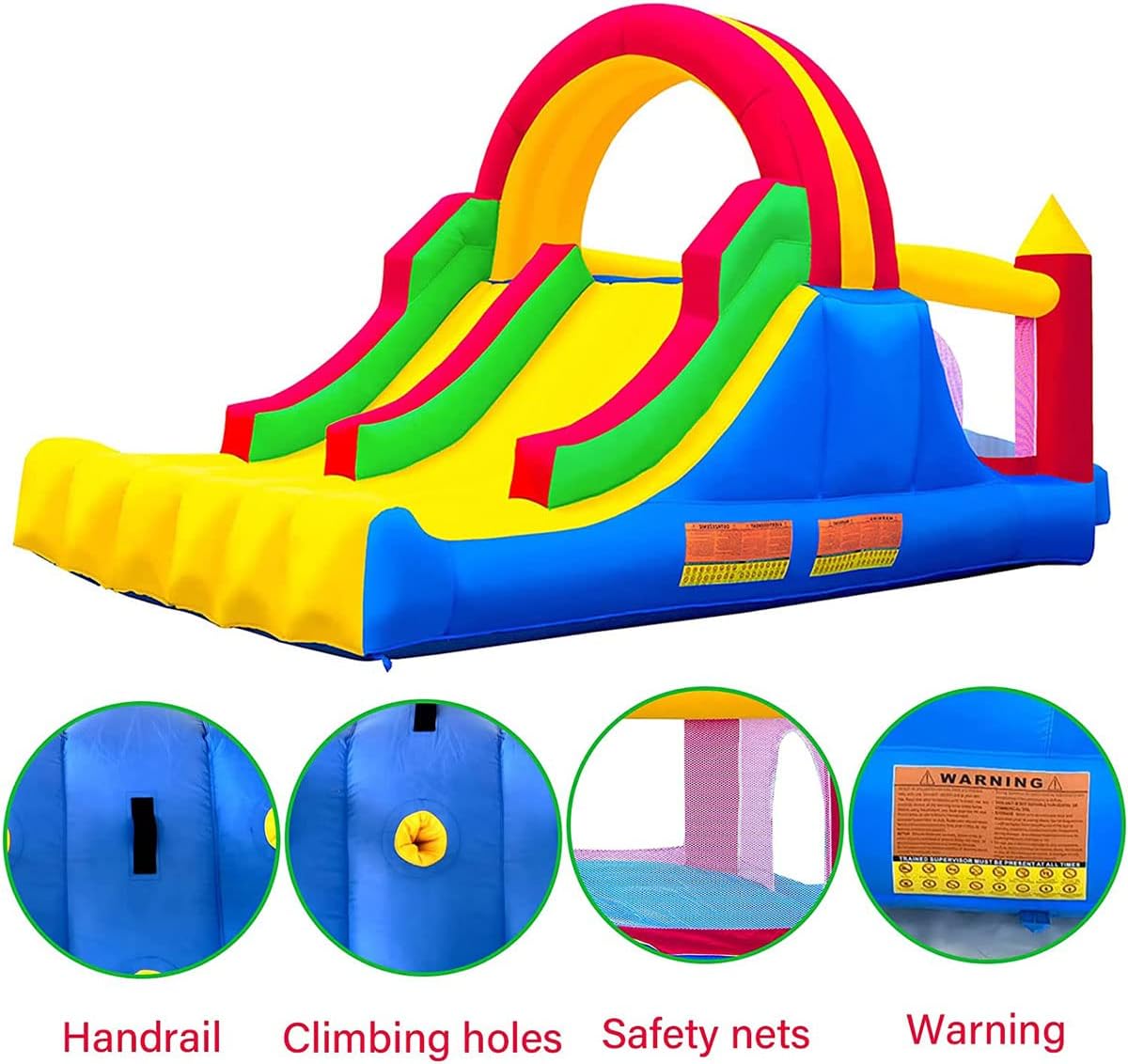 Ballsea Inflatable Bounce House Large Bouncy Castles Dual Slide Trampoline Climbing Wall with Blower for Kids Age 3-10, 4.88 x 2.23 x 2.2m