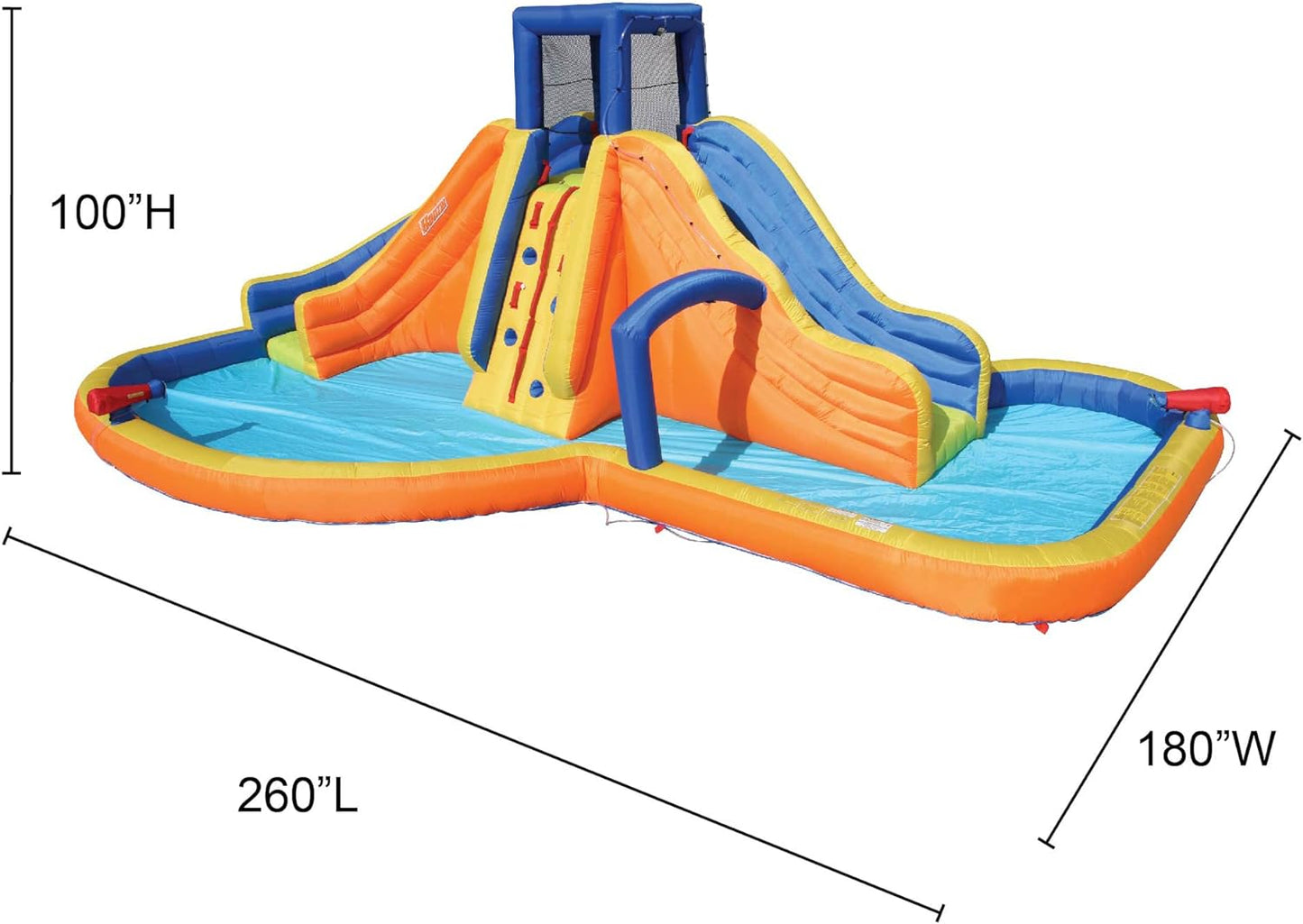 Banzai Sidewinder Falls Inflatable Kids Water Park Swim Splash Pool with Slide, Clubhouse, Climbing Wall, and Built-in Water Cannons