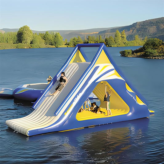 Gueploer Inflatable Floating Water Trampoline Park Triangle Water Slide For Climbing Slide for Outdoor Marine Entertainment Equipment