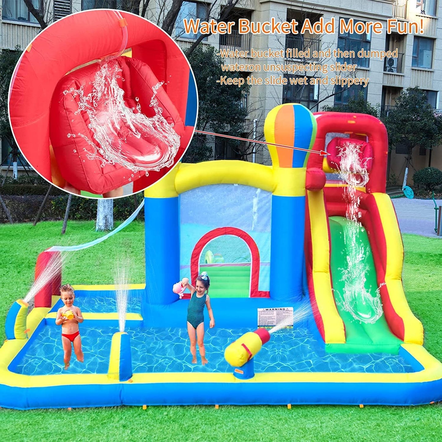 Ballsea Bouncy Castle, Inflatable Bounce Castle House with Blower for Kids Age 3-8, Sweet House Design 3.35 x 2.8 x 2.06m