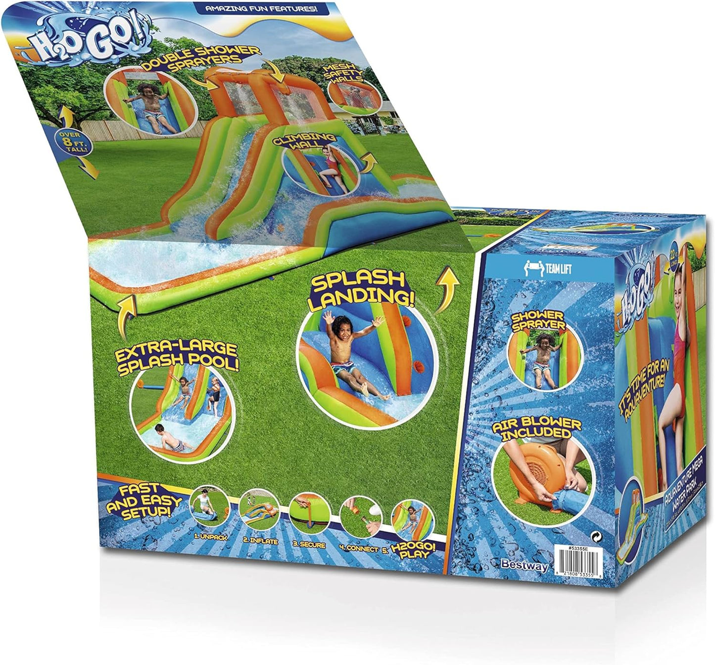 Bestway H2OGO! Aquaventure Kids Inflatable Mega Water Splash Park with Slide